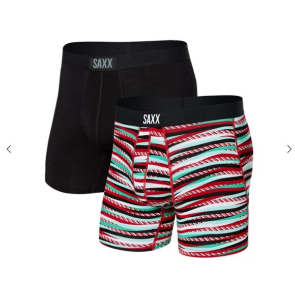 Saxx VIBE 2 pack Christmas Boxer Briefs "Sugar Buzz & Black" - Picture 1 of 3